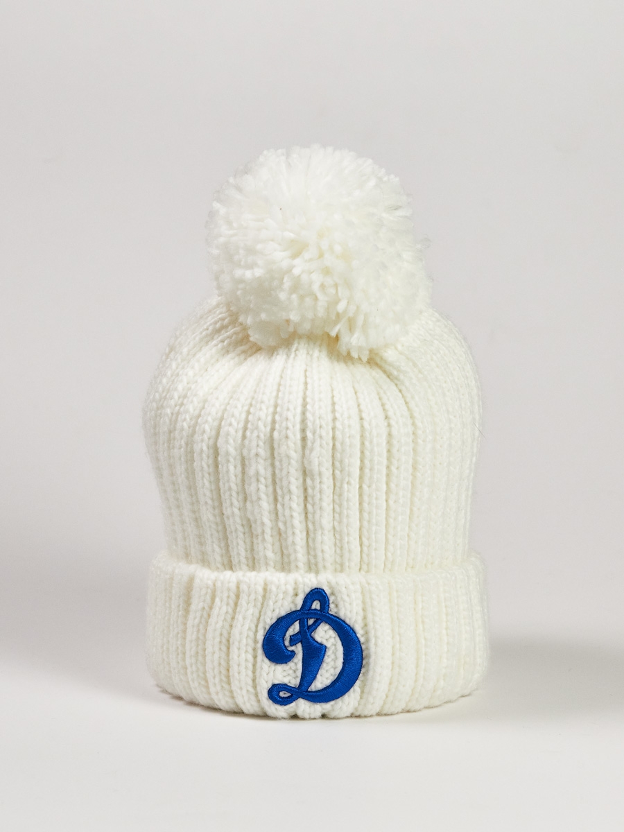 Шапка с помпоном белая