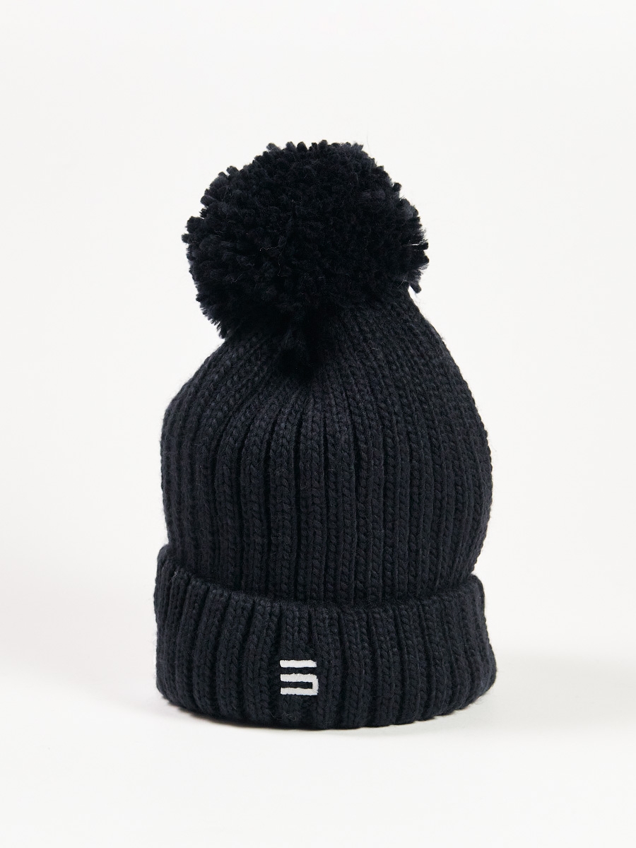 Шапка с помпоном чёрная — фото 2