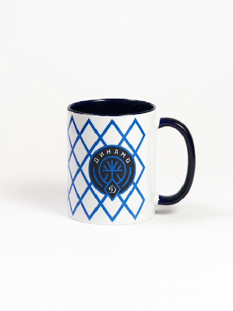 Кружка керамическая белая с синей ручкой