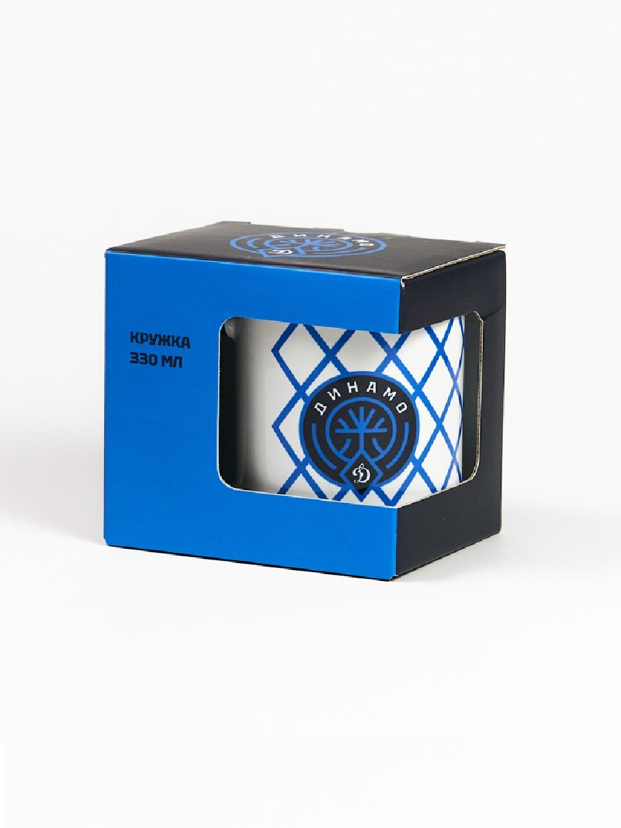 Кружка керамическая белая с синей ручкой — фото 3