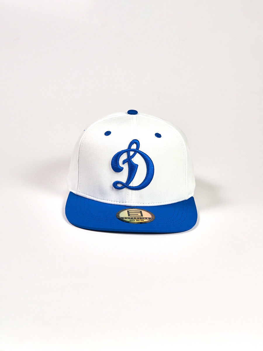 Бейсболка с прямым козырьком бело-синяя