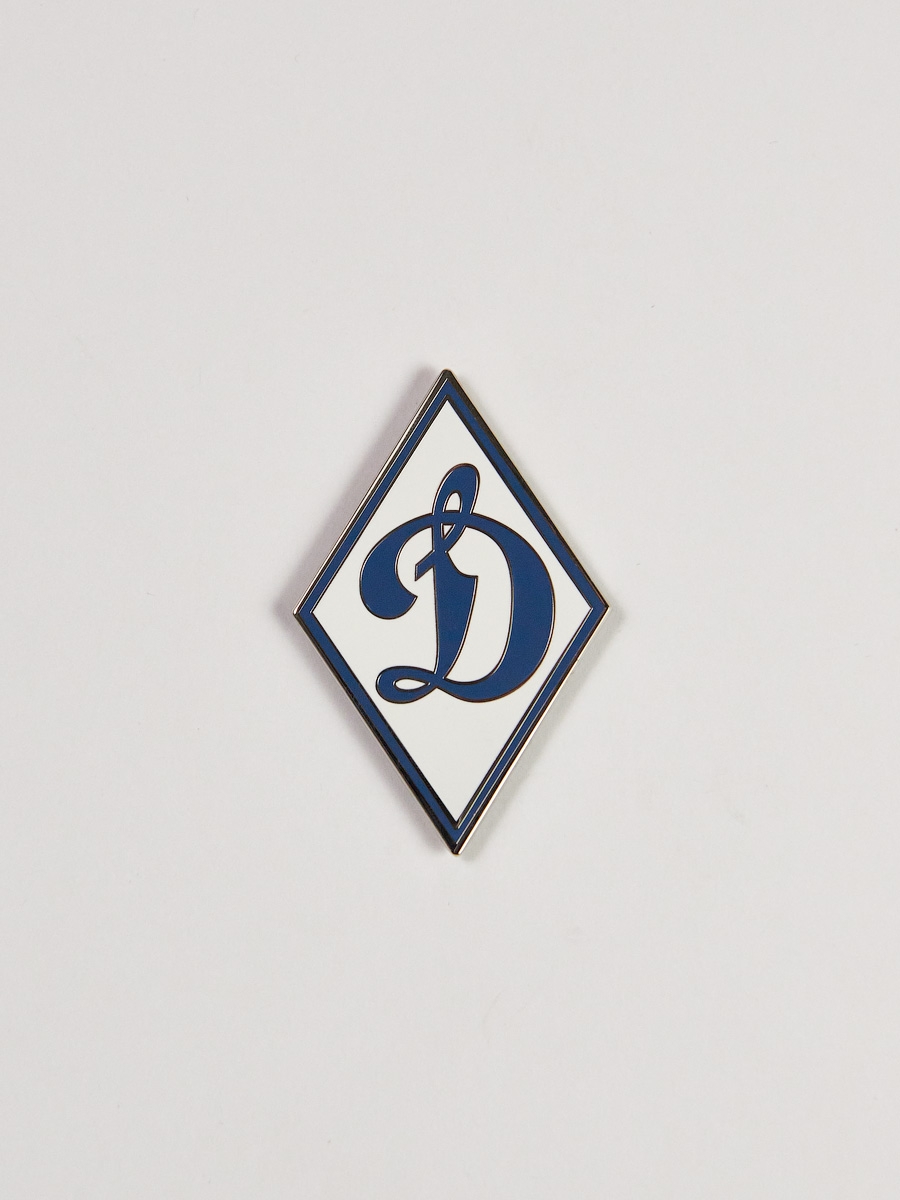 Магнит металлический с логотипом Общества «Динамо» белый, ромб